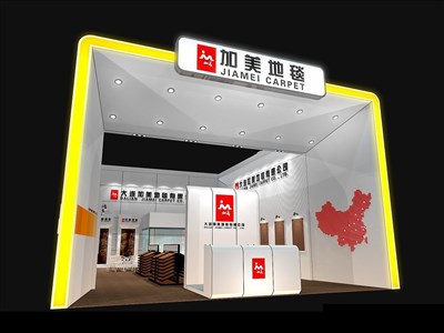 140平米展臺設計制作：二面開口/現代/木質結構/白色，為紡織展展商而作（免費使用）