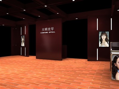 120平米展臺(tái)設(shè)計(jì)制作：二面開口/現(xiàn)代/木質(zhì)結(jié)構(gòu)/咖啡色，為眼鏡展展商而作（免費(fèi)使用）