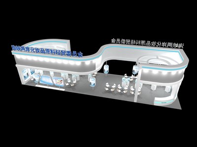 126平米展臺設(shè)計制作：二面開口/現(xiàn)代/木質(zhì)結(jié)構(gòu)/白色，為美博會展商而作（免費使用）