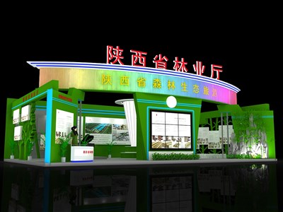 135平米展臺(tái)設(shè)計(jì)制作：一面開(kāi)口/現(xiàn)代/木質(zhì)結(jié)構(gòu)/綠色，為農(nóng)交會(huì)展商而作（免費(fèi)使用）