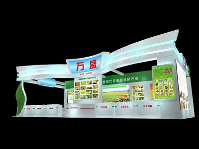 105平米展臺(tái)設(shè)計(jì)制作：一面開口/現(xiàn)代/木質(zhì)結(jié)構(gòu)/綠色，為農(nóng)交會(huì)展商而作（免費(fèi)使用）