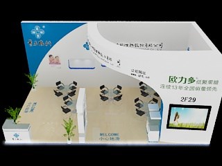 66平米展臺設(shè)計制作：二面開口/現(xiàn)代/木質(zhì)結(jié)構(gòu)/白色，為食品展展商而作（免費(fèi)使用）