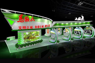 189平米展臺設計制作：三面開口/現代/木質結構/綠色，為農交會展商而作（免費使用）