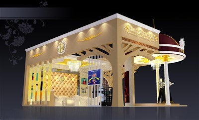 54平米展臺設(shè)計(jì)制作：三面開口/現(xiàn)代/木質(zhì)結(jié)構(gòu)/彩色，為美博會展商而作（免費(fèi)使用）
