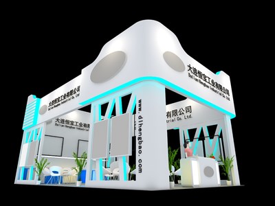 60平米展臺(tái)設(shè)計(jì)制作：三面開口/現(xiàn)代/木質(zhì)結(jié)構(gòu)/白色，為機(jī)械展展商而作（免費(fèi)使用）