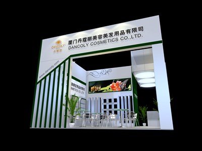 36平米展臺設(shè)計制作：三面開口/現(xiàn)代/木質(zhì)結(jié)構(gòu)/白色，為美博會展商而作（免費使用）