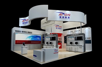 81平米展臺設(shè)計制作：二面開口/現(xiàn)代/木質(zhì)結(jié)構(gòu)/白色，為安防展展商而作（免費使用）