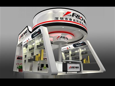 54平米展臺設計制作：二面開口/現(xiàn)代/木質(zhì)結(jié)構(gòu)/白色，為安防展展商而作（免費使用）