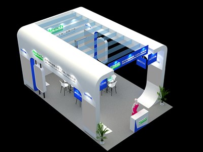 54平米展臺設(shè)計(jì)制作：三面開口/現(xiàn)代/木質(zhì)結(jié)構(gòu)/白色，為汽配展展商而作（免費(fèi)使用）