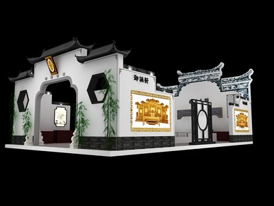 165平米展臺設(shè)計制作：四面開口/中式/型材結(jié)構(gòu)/灰色，為家具展展商而作（免費(fèi)使用）