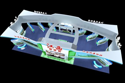 297平米展臺(tái)設(shè)計(jì)制作：四面開(kāi)口/前衛(wèi)/型材結(jié)構(gòu)/白色，為旅游展展商而作（免費(fèi)使用）