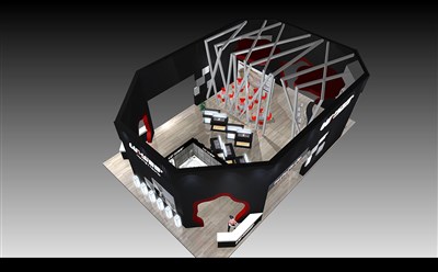 150平米展臺(tái)設(shè)計(jì)制作：四面開口/前衛(wèi)/木質(zhì)結(jié)構(gòu)/黑色，為建材展展商而作（免費(fèi)使用）