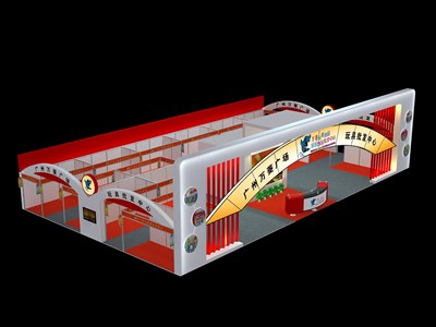 336平米展臺設(shè)計(jì)制作：三面開口/現(xiàn)代/木質(zhì)結(jié)構(gòu)/紅色，為綜合展展商而作（免費(fèi)使用）