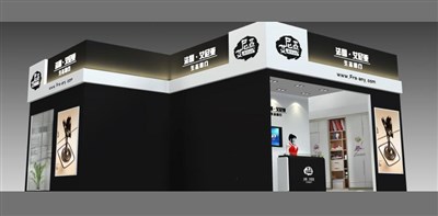 81平米展臺設計制作：一面開口/現(xiàn)代/木質(zhì)結(jié)構(gòu)/黑色，為建材展展商而作（免費使用）