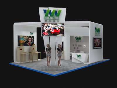 54平米展臺設計制作：三面開口/現(xiàn)代/木質(zhì)結(jié)構(gòu)/白色，為文具圖書展展商而作（免費使用）