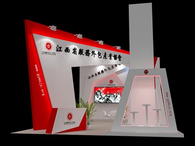 57平米展臺(tái)設(shè)計(jì)制作：四面開口/前衛(wèi)/木質(zhì)結(jié)構(gòu)/紅色，為工藝品展展商而作（免費(fèi)使用）